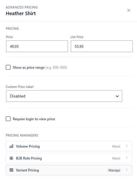 Advanced pricing adjustments
