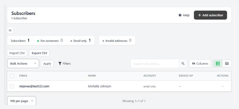 Users › Subscribers, the list your service is kept in step with.