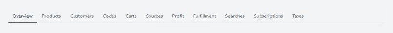 Reports, the row of tabs from Overview to Taxes.