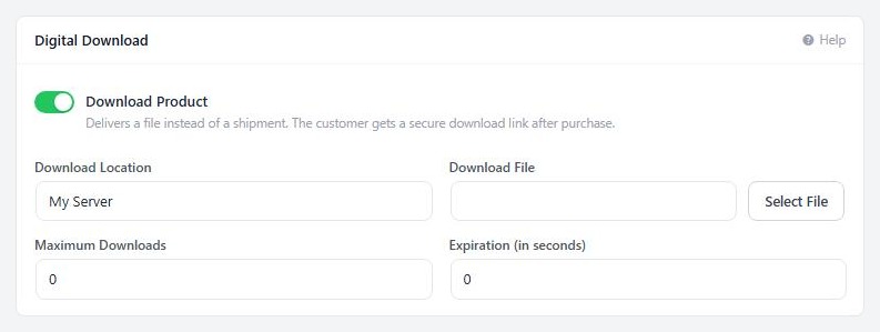 Type & Behavior › Digital Download, on a new Downloadable product.