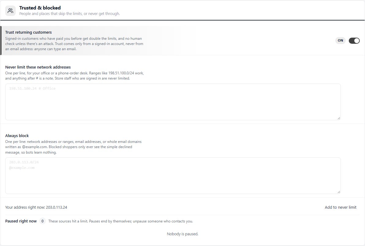 Trusted & blocked, with the address lists and nobody paused.