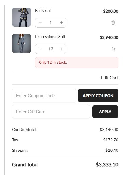 An item at its stock limit, with the message under it.