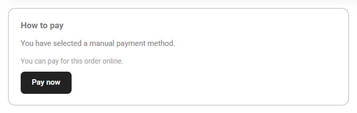 An unpaid bank transfer order: How to pay with the store’s instructions and Pay now.