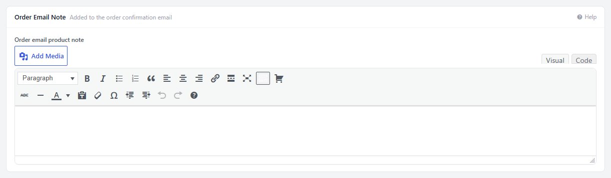 The Order Email Note card, added to the order confirmation email.