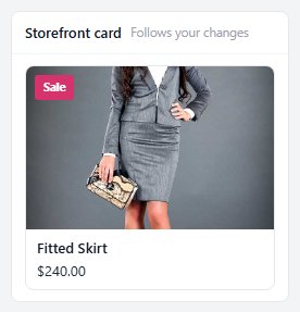 The Storefront card in the Summary column, showing a Sale badge before it is saved.